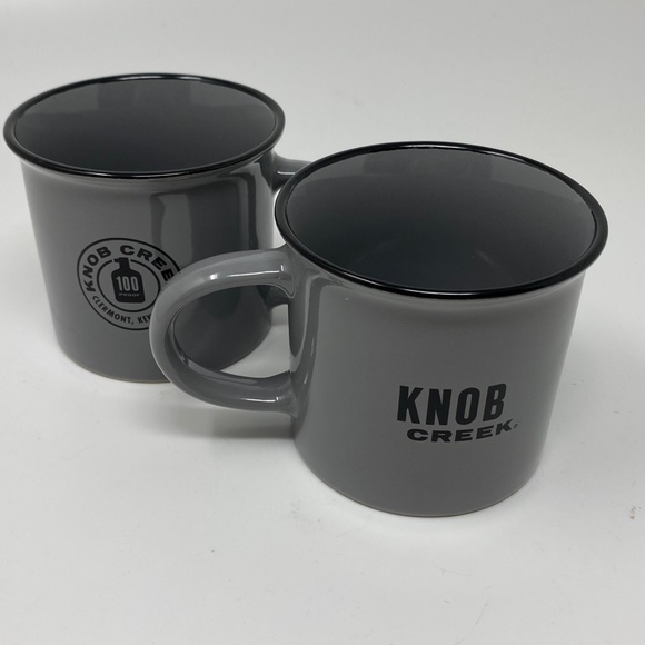 Set of Two Knob Creek Kentucky Bourbon Whiskey Ceramic Mugs Cups Gray Black Logo - Picture 5 of 8